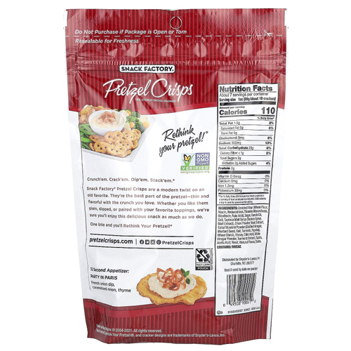 Snack Factory, хрустящие крендельки, с медом, горчицей и луком, деликатес, 204 г (7,2 унции)