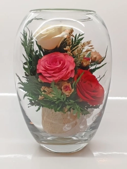 натуральные цветы в стекле, вакуум