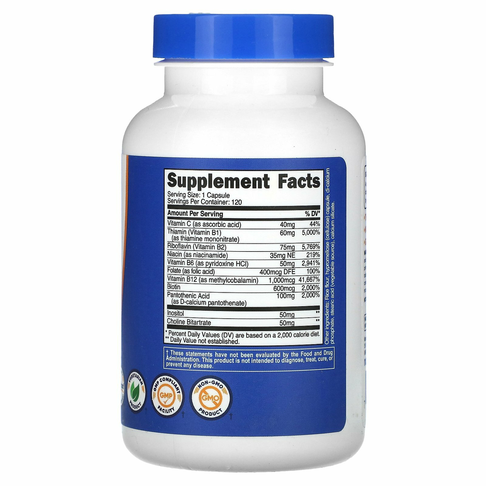 Nutricost, Комплекс витаминов группы B, 460 мг, 120 капсул