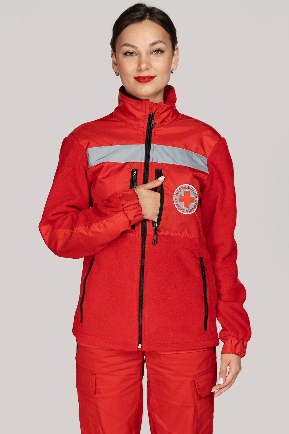 Толстовка флисовая женская Скорая помощь Medicline цв. КРАСНЫЙ