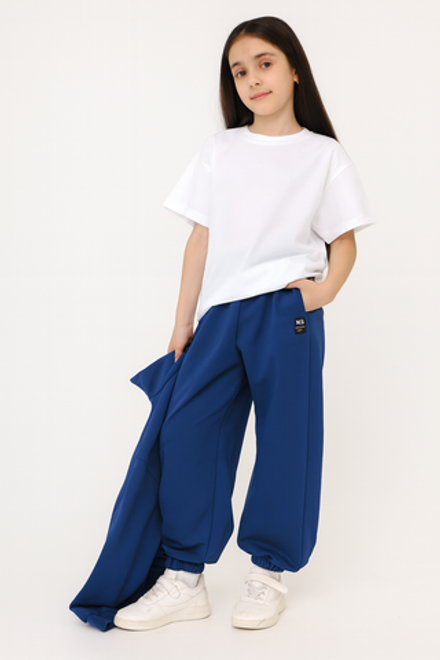 Брюки спортивные School, синие