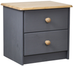 Тумба прикроватная Хаба 2 ящика из массива сосны, серый/антик