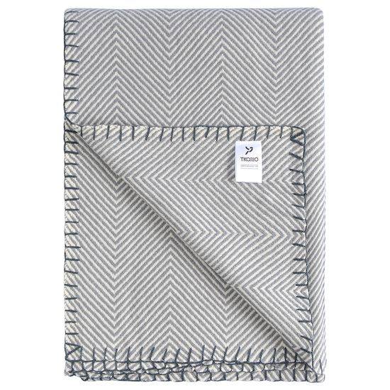 Плед из шерсти мериноса серого цвета из коллекции essential, 130х180 см