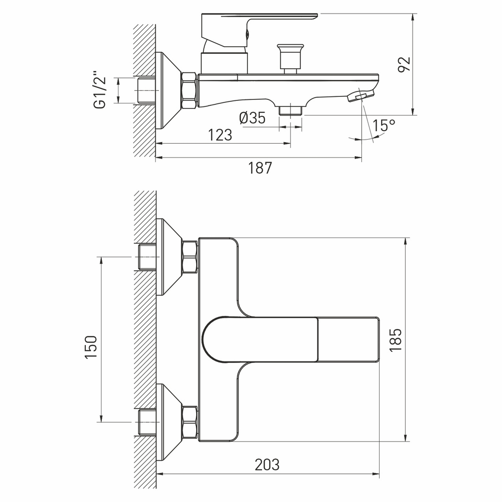 Смеситель для ванны 35k MIXLINE ML26-01 "Life"