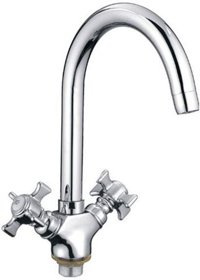 смеситель кухня LEDEME литой излив, крест керамика, с гайкой, цинк L4311-2