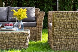 "Капучино Сингл" лаунж-зона из искусственного ротанга (гиацинт), цвет соломенный