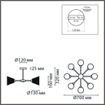 8238/8C COUNTY LN25 258 черный металл Люстра потолочная Е27 8*60W 220V TIDINA