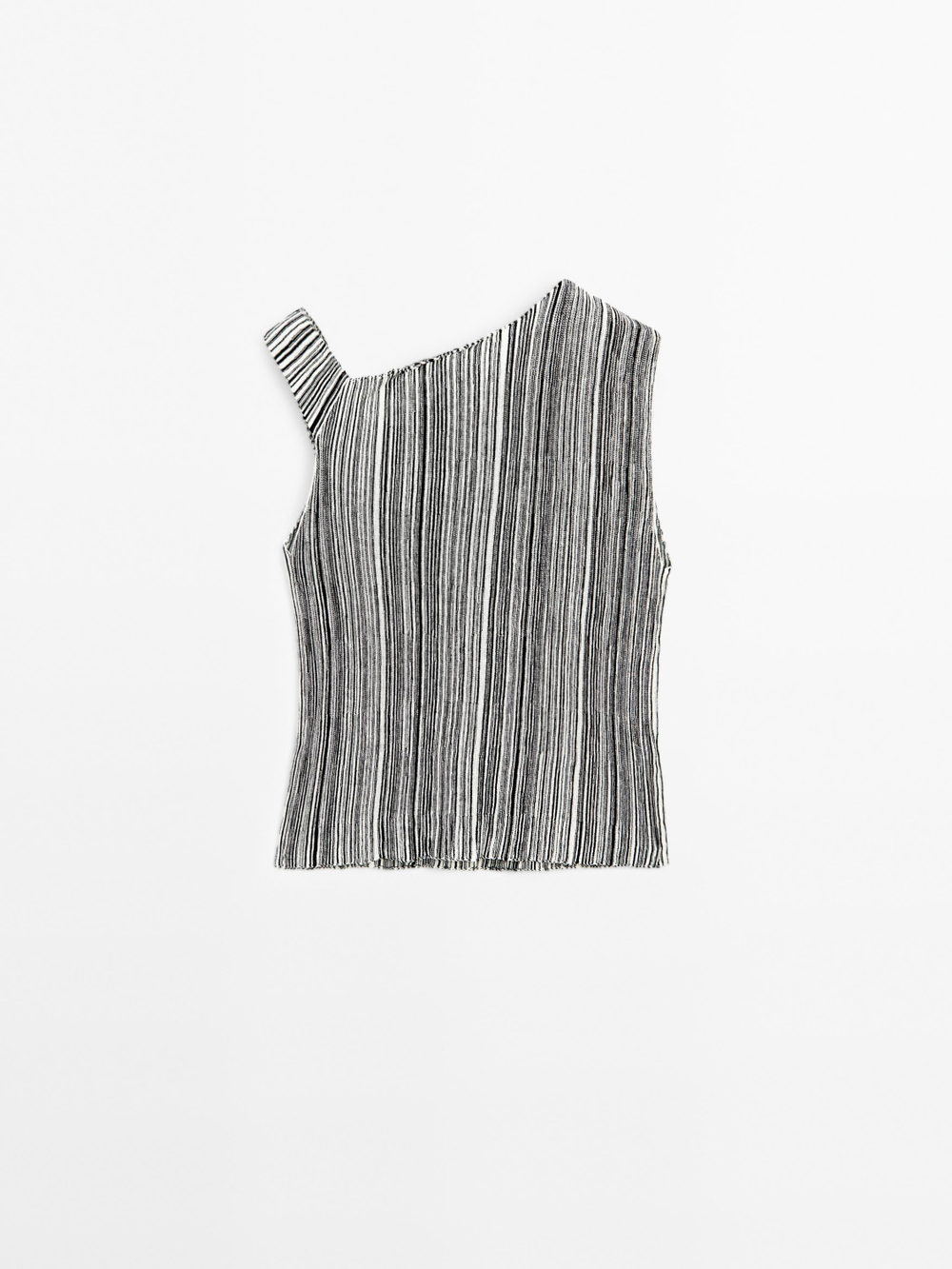 Massimo Dutti Вязаный топ с полосатым узором, черный