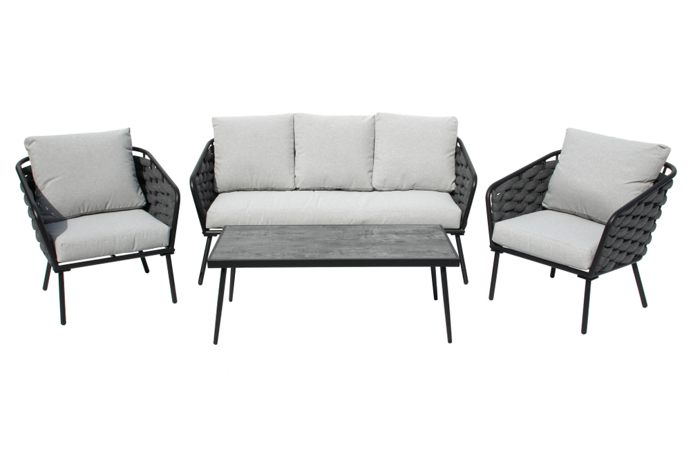 Набор мебели Фокси арт.GS057 антрацит, серый 1 уп. (стол+2кресла+диван) "Garden story"