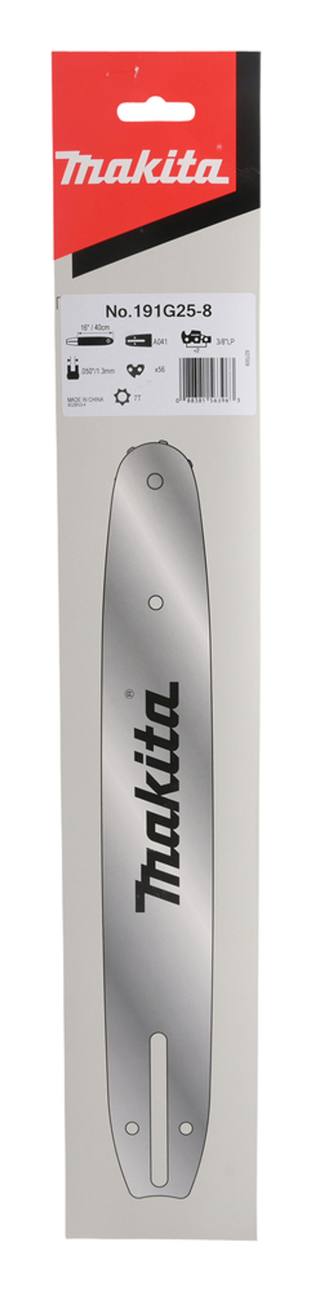 Шина, длина 40см/16", шаг3/8", паз 1,3мм, SN, 56 звеньев Makita 191G25-8