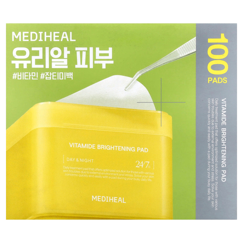 MEDIHEAL, осветляющие диски с витаминами, для применения днём и вечером, 100 шт, 180 мл (6,08 жидк. унции)