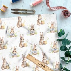 Ткань премиум габардин милые зайчики