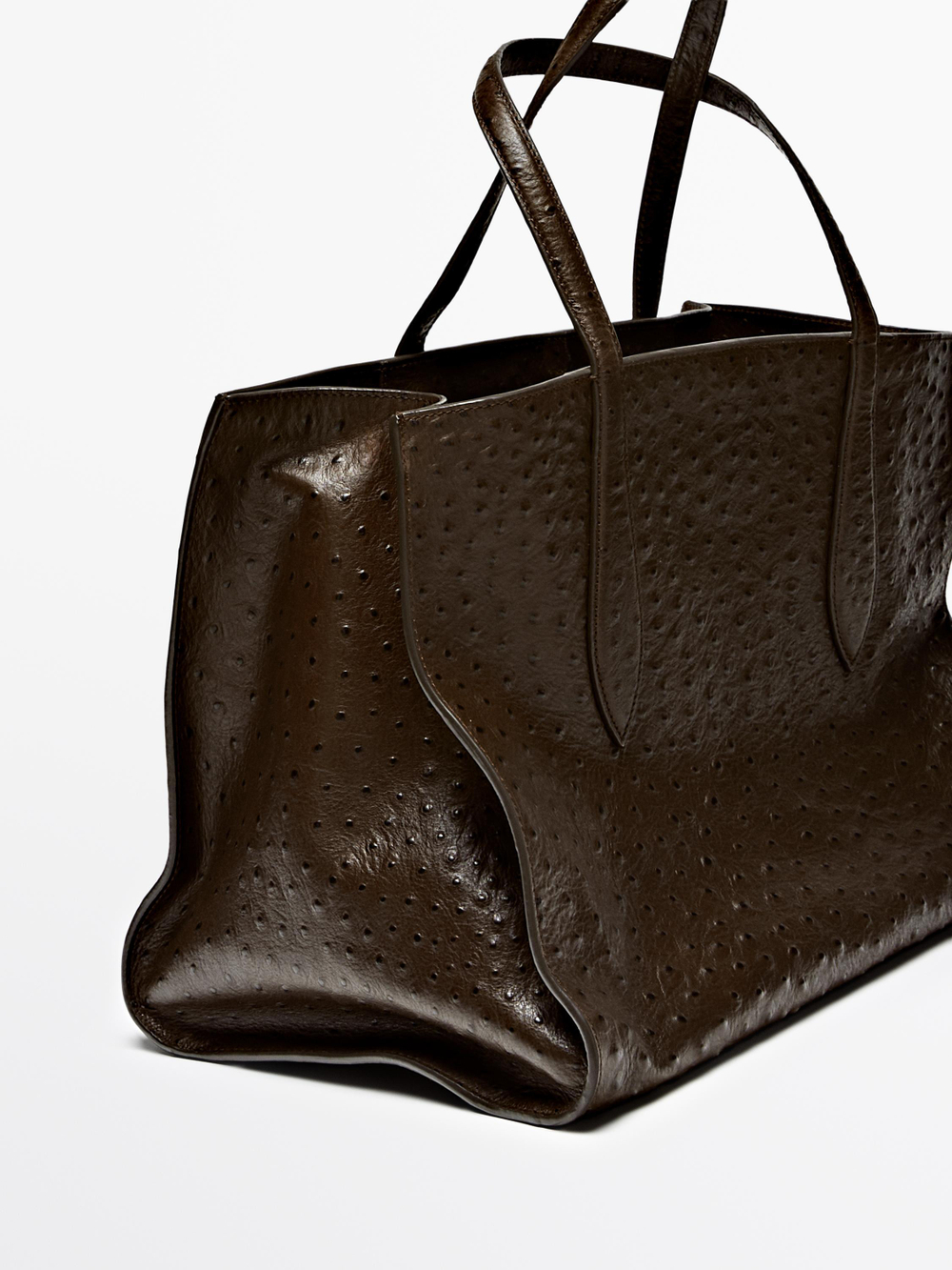 Massimo Dutti Большая сумка из фактурной кожи, коричневый