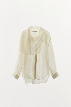 ZARA РУБАШКА С ПЛАТКОМ ZW COLLECTION, ЭКРЮ