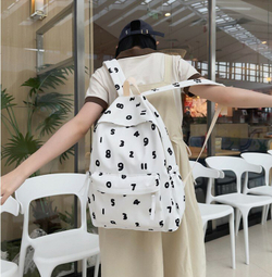 Рюкзак женский мужской школьный, для студентов молодежный, белый