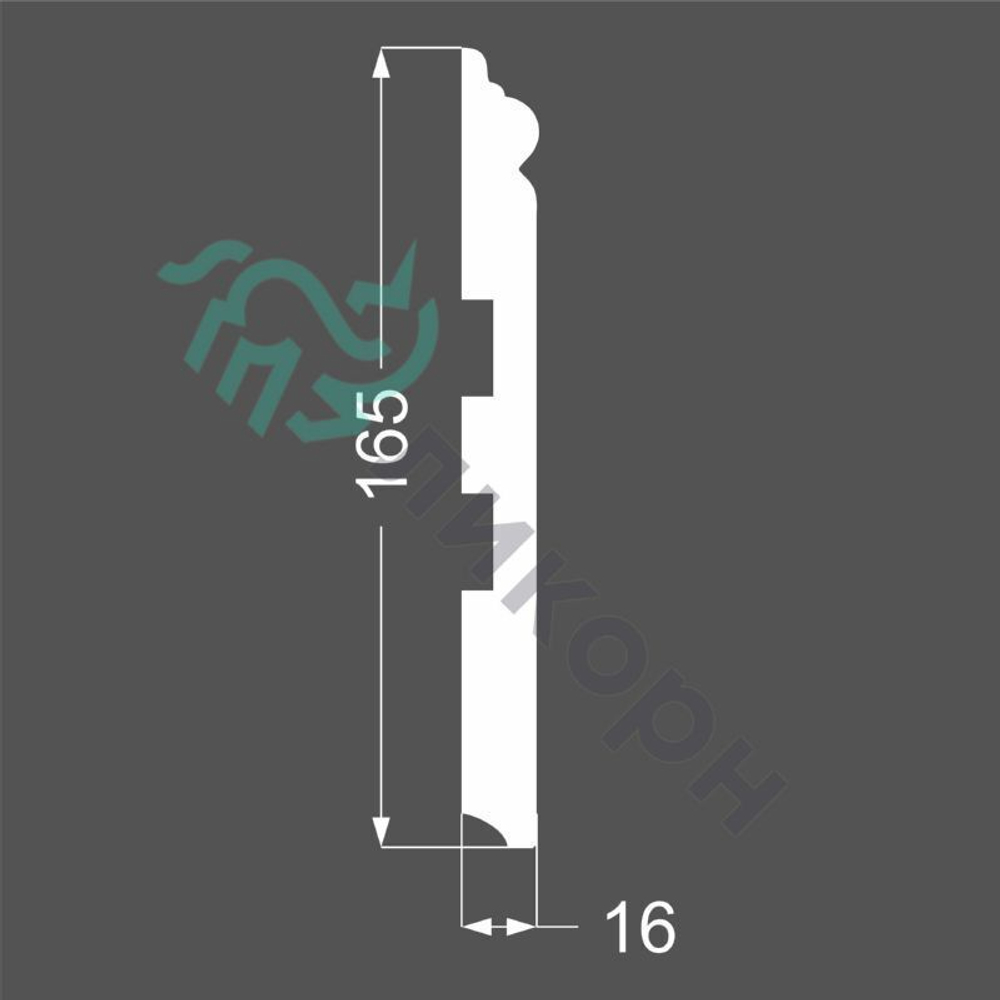 Плинтус напольный белый К-21 165 мм МДФ 165x16x2050