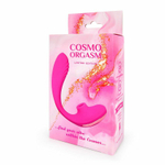 Розовый вибромассажёр двойного действия с вакуумно-волновой стимуляцией клитора - 23 см. (Цвет: розовый)