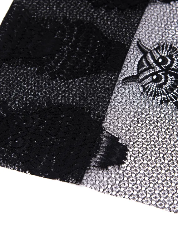 Сетка эластичная арт.1341, совы, Италия, черный 170