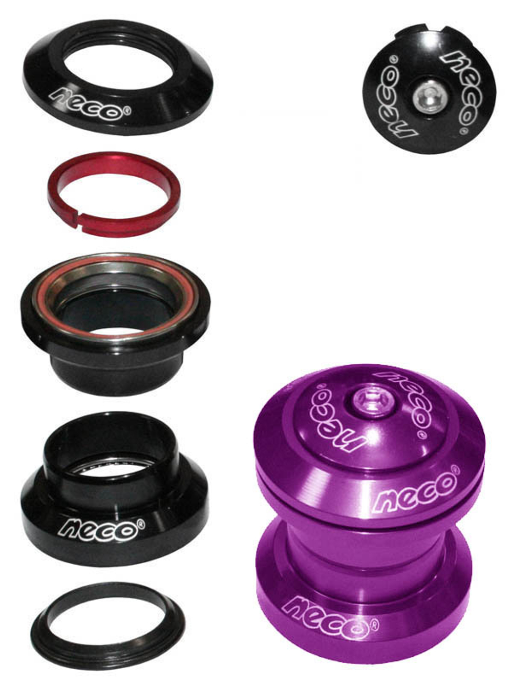 Рулевая колонка NECO H711AL Purple 1-1/8" A-Head, фиолетовая для МТВ, ATB, алюм+сталь, картридж подш