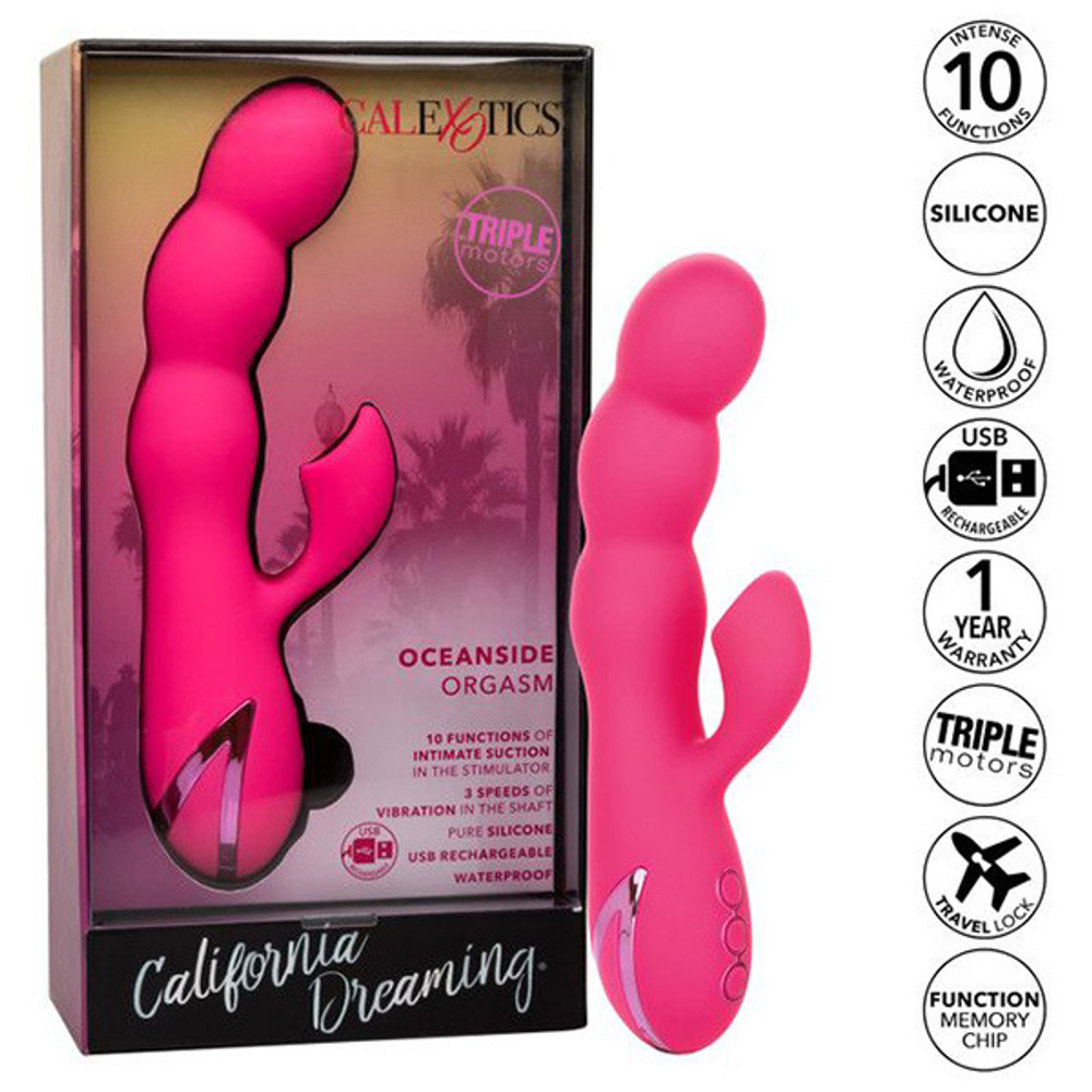 Розовый вибромассажер-кролик California Exotic Novelties Oceanside Orgasm SE-4351-10-3