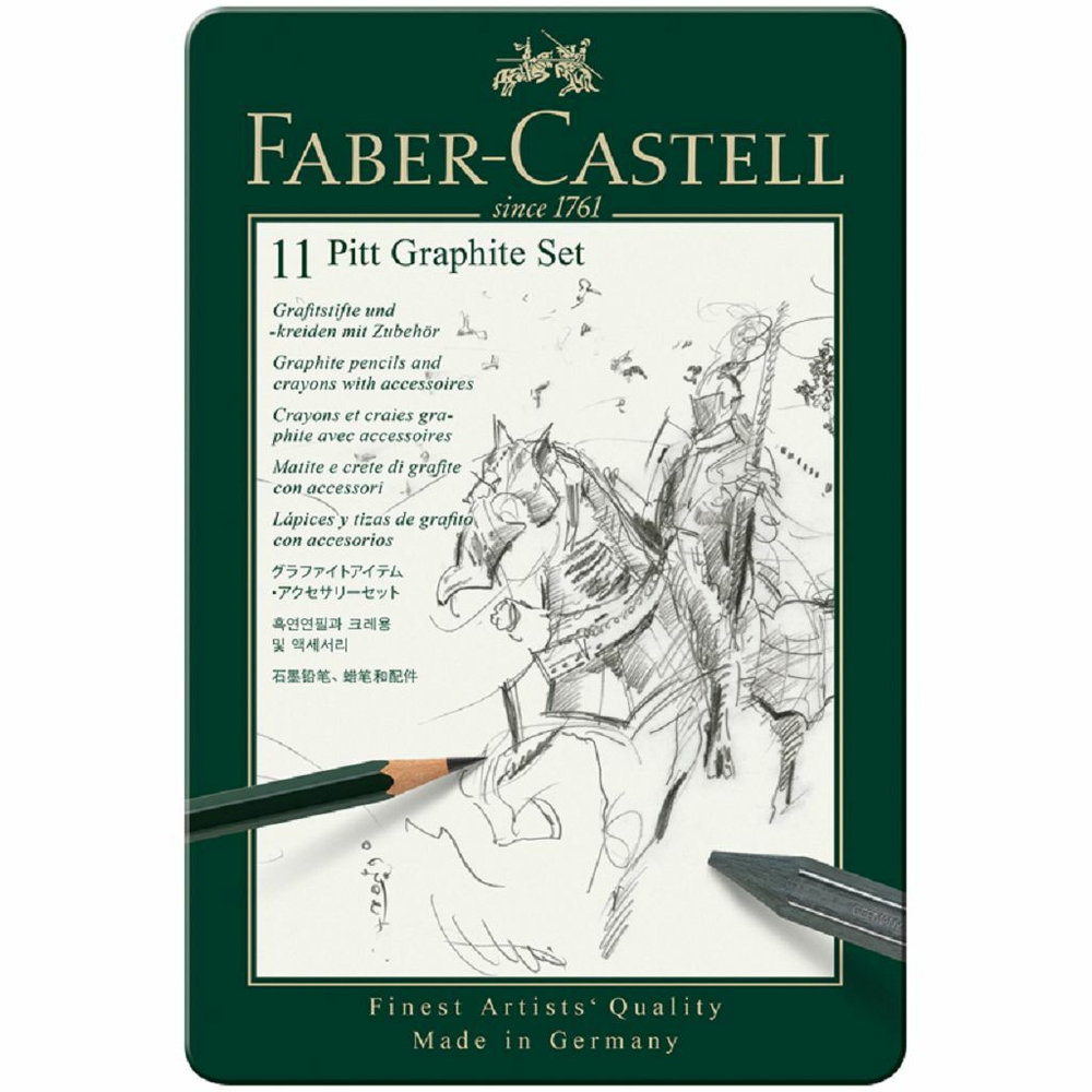1_Набор карандашей ч/г Faber-Castell "Pitt Graphite", 11 предметов, заточен., метал. кор.