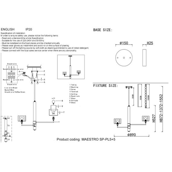 Потолочная люстра Crystal Lux MAESTRO SP-PL5+5 GOLD