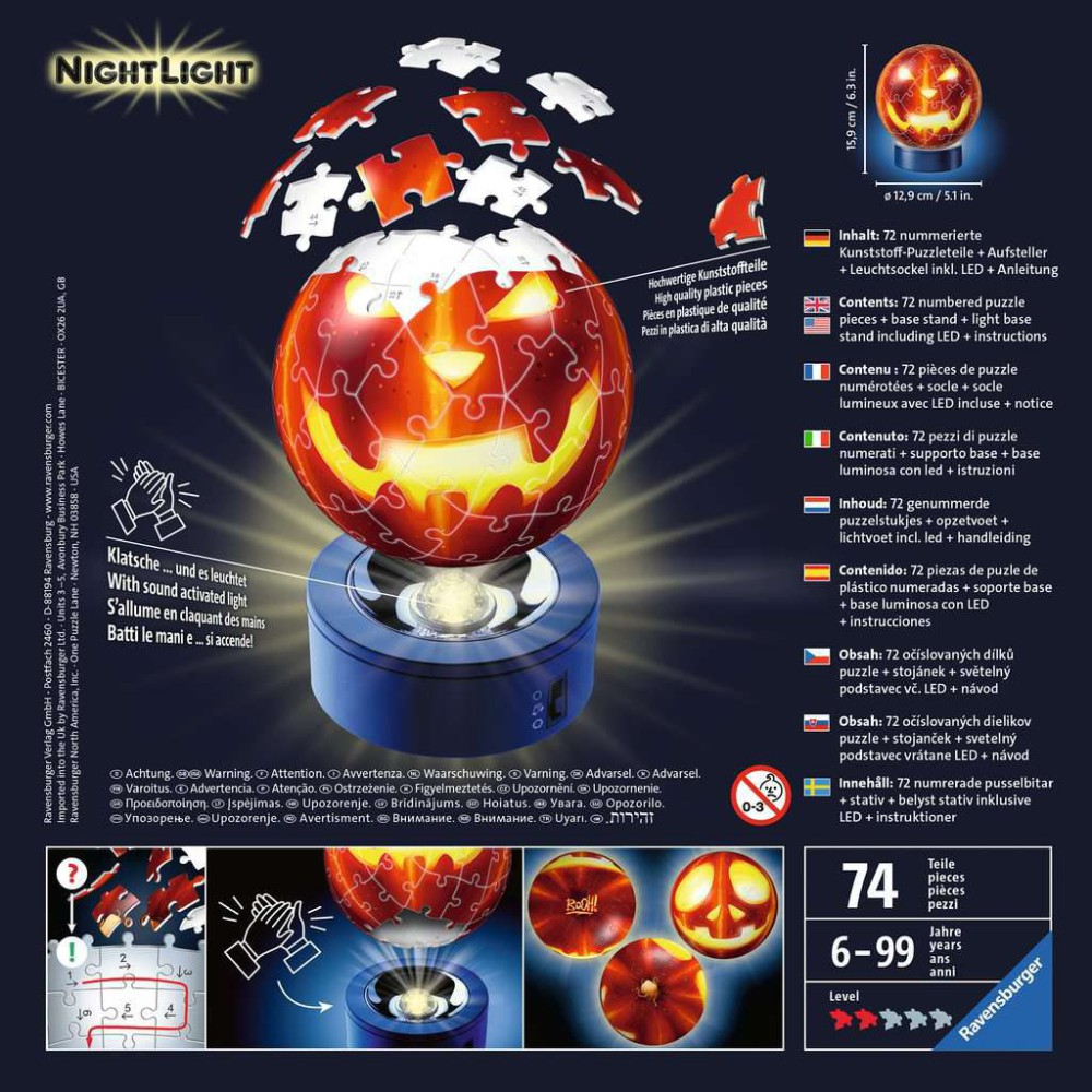 Пазл 3D Ravensburger 112531 Тыква светится в темноте 72 элемента 112531 — фото 3