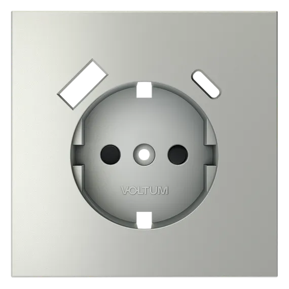 Накладка для розетки с заземлением и защитными шторками, с USB A+C, S70 (сталь) vls001005