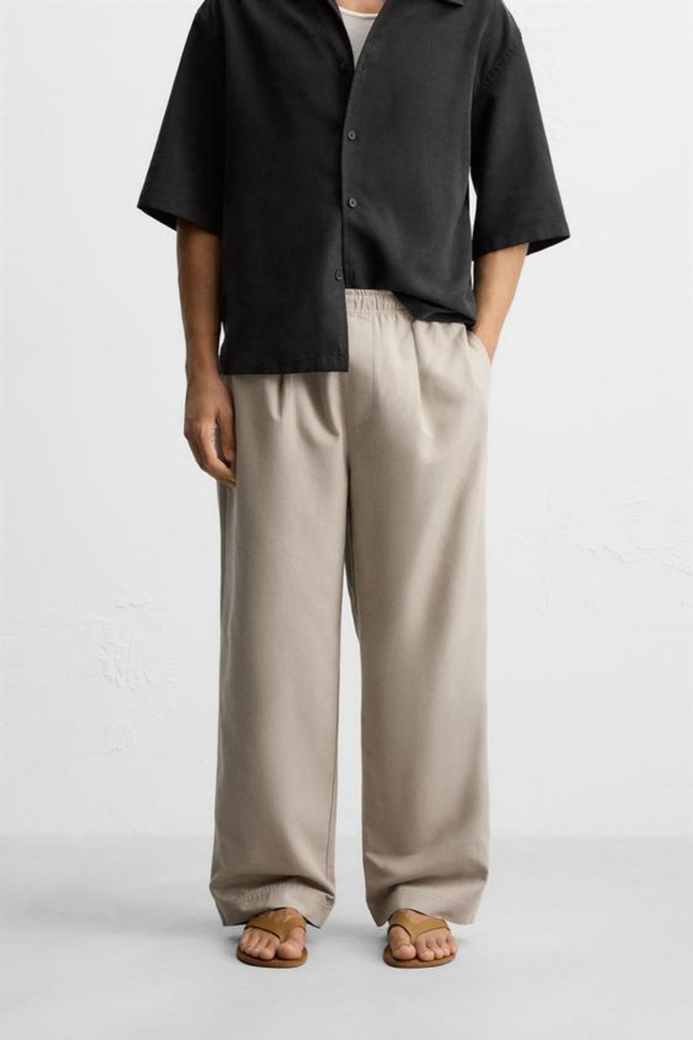 ZARA БРЮКИ-ДЖОГГЕРЫ КЛАССИЧЕСКОГО КРОЯ, ПЕСОЧНЫЙ