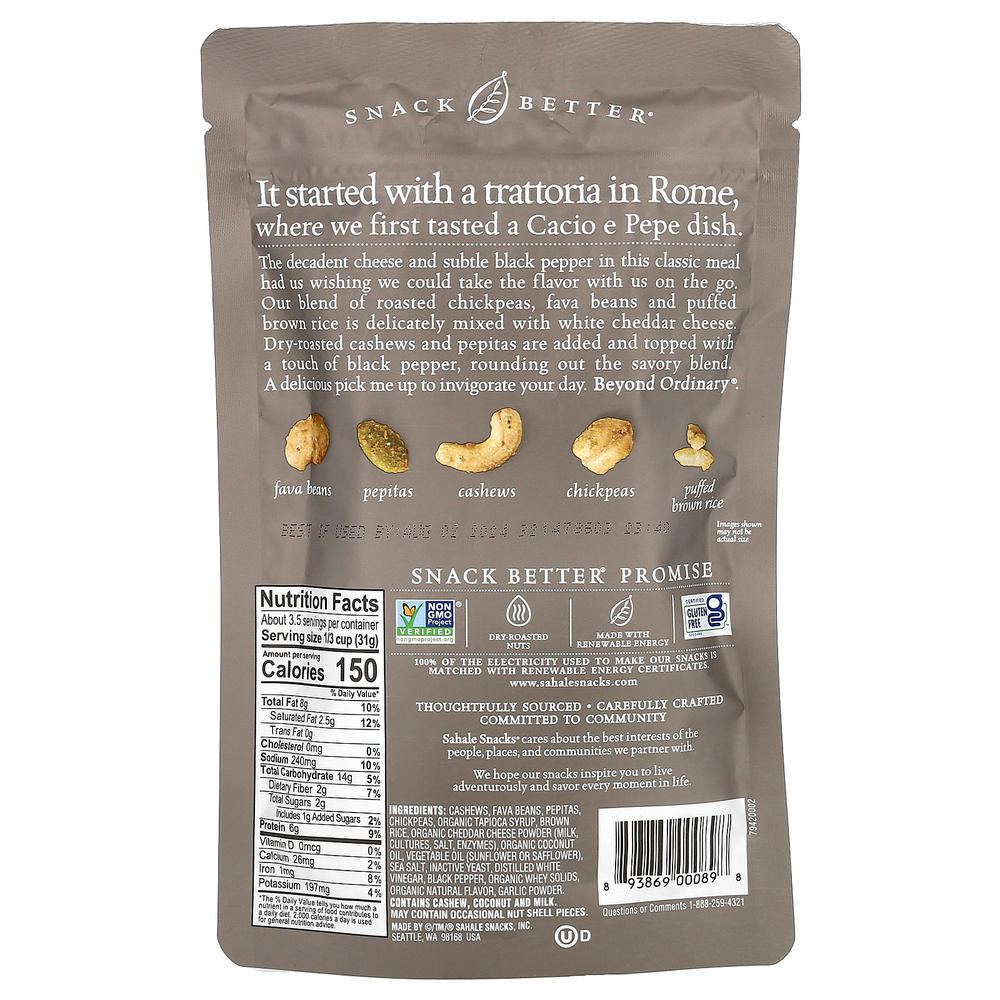 Sahale Snacks, Snack Mix, Белый чеддер, фасоль черного перца + орех, 4 унции (113 г)