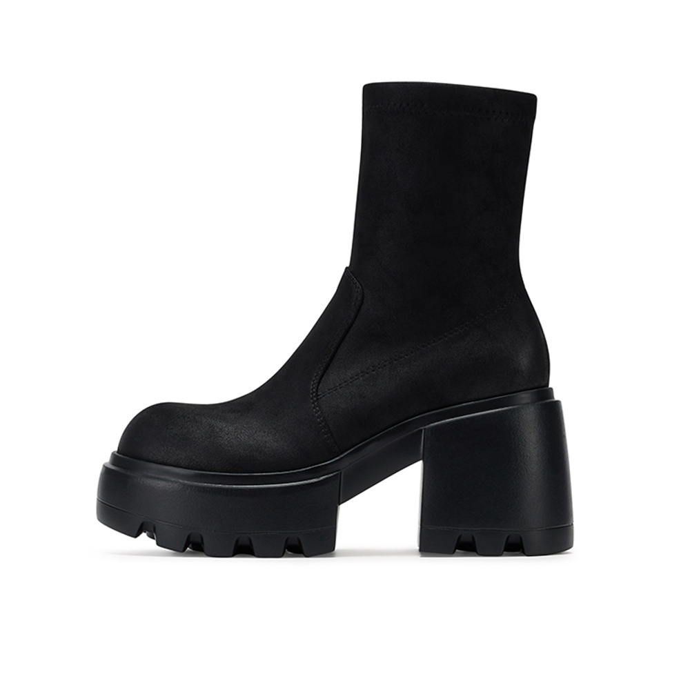 GG CC Slim Sock Boots British Style Elastic Ankle Boots Women"s Black