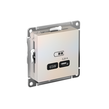 Розетка USB AtlasDesign тип C 65Вт QC PD высокоскор. ЗУ механизм жемчуж. SE ATN000427