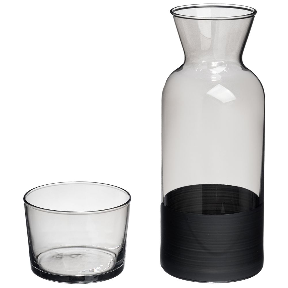 ГРАФИН С КРЫШКОЙ/СТАКАНОМ "MAT&SHINY" GREY 700МЛ