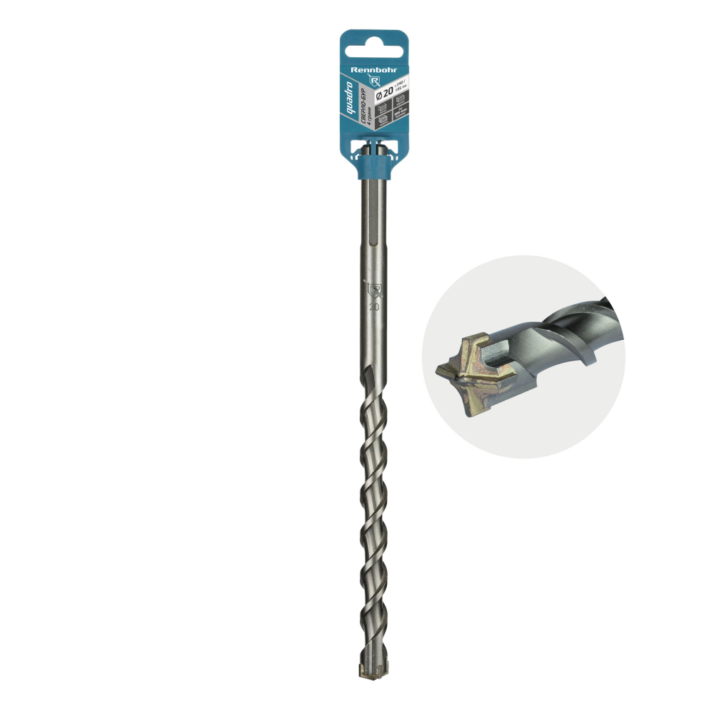 Бур по бетону SDS-Max 4 грани 20x340/195мм Rennbohr Quadro