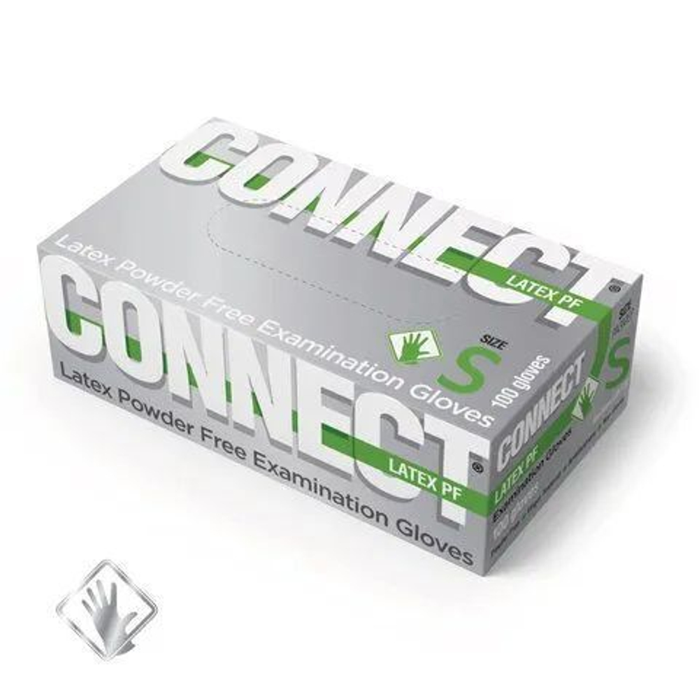 Перчатки смотровые латексные CONNECT, 50 пар (100 штук) размер S