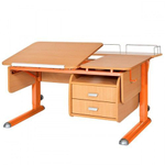 Растущая парта Астек Твин-2 с фронтовой приставкой и тумбой на 2 ящика (1150×850 мм)