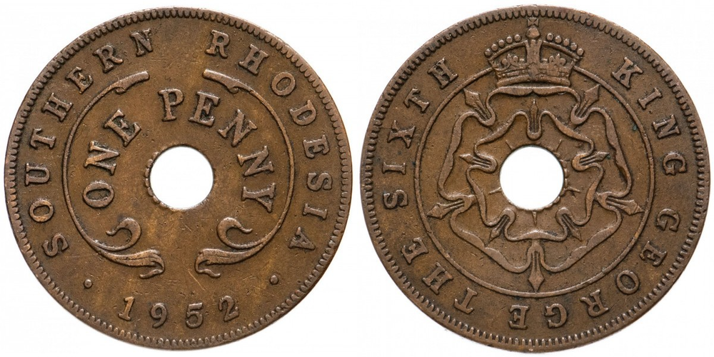 Южная Родезия 1 пенни, 1949 - 1952 Король Георг VI XF