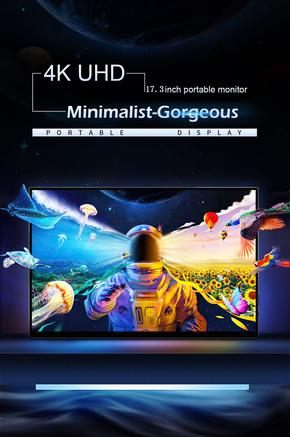 17" Портативный сенсорный монитор VCHANCE 4K IPS 3840x2160, 60 Гц