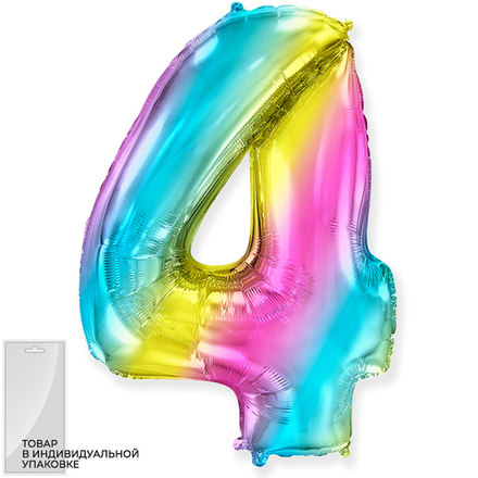 Цифра "4" радужный Fm в упаковке