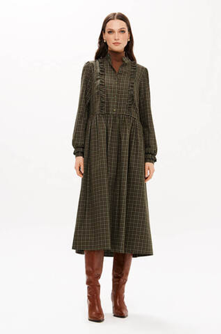 51713 Платье женское (хаки клетка)