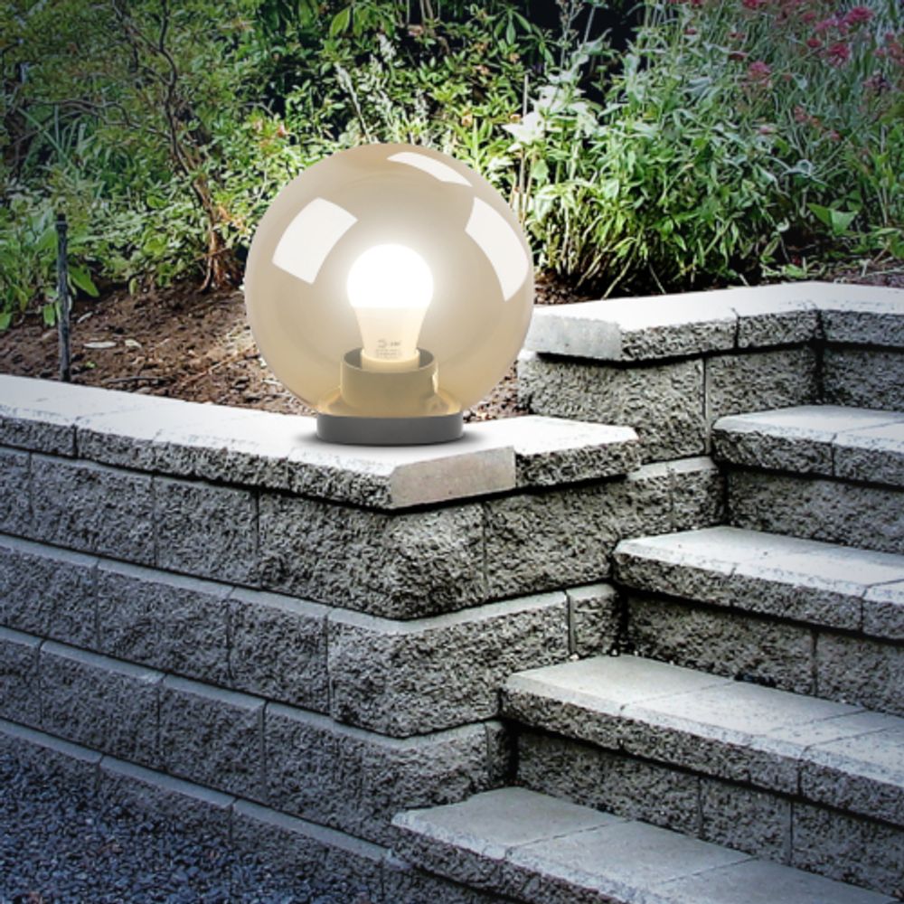 Садово-парковый светильник ЭРА НТУ 01-100-303 шар золотистый на опору / кронштейн IP44 Е27 max100Вт d300mm | Садово-парковые светильники