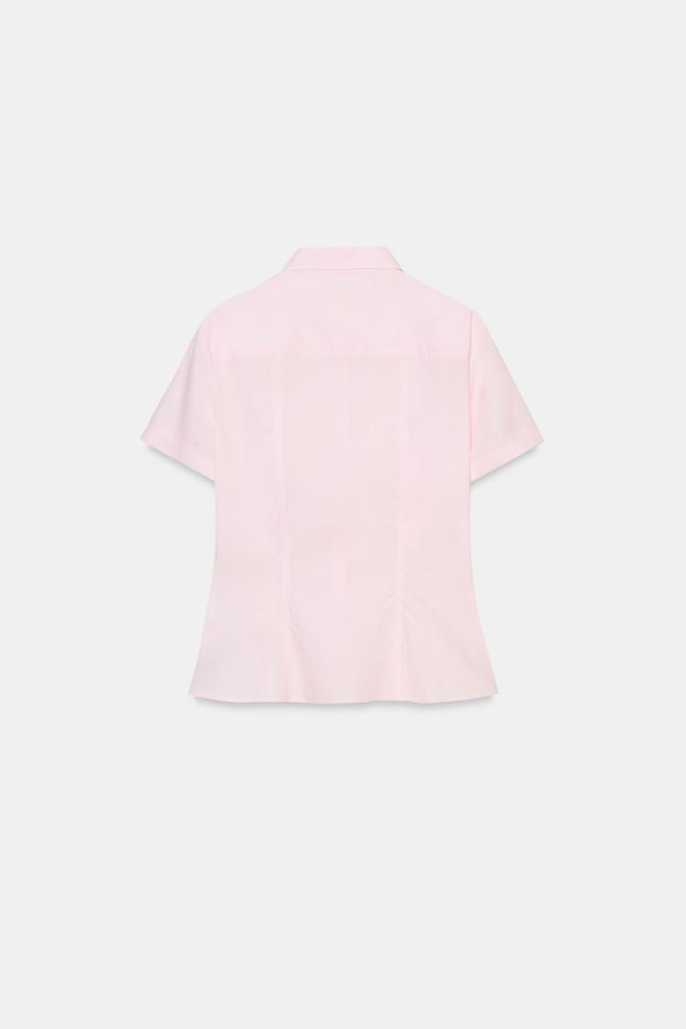 ZARA ПРИТАЛЕННАЯ РУБАШКА ИЗ ПОПЛИНА, РОЗОВЫЙ