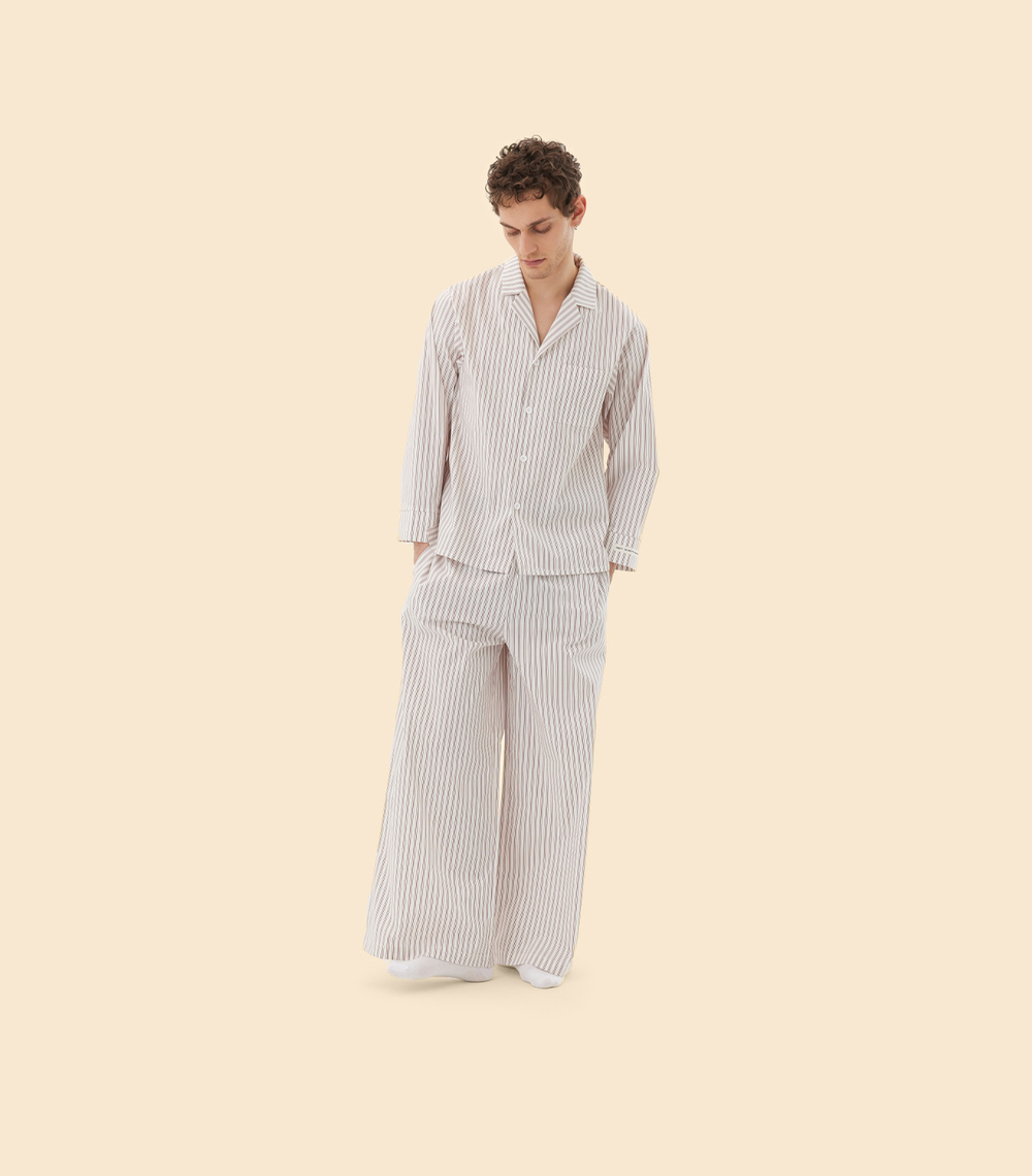 Пижама CHERRY & MILK STRIPES - Бордово-белый - Medium