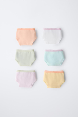 ZARA НАБОР ИЗ ШЕСТИ ТРУСОВ С БЛЕСТКАМИ И ДЕТАЛЯМИ «ФРУКТЫ», РАЗНОЦВЕТНЫЙ