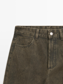 Massimo Dutti Джинсы свободного кроя со средней посадкой, темно-зеленый