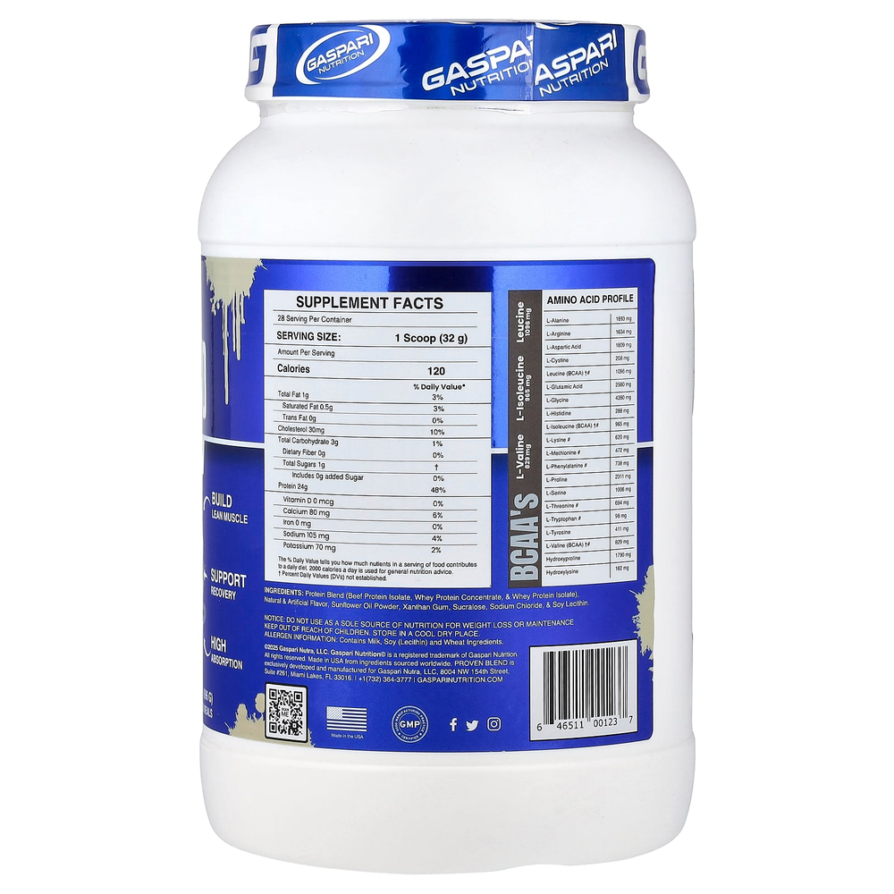 Gaspari Nutrition, проверенная смесь протеинов из разных источников, со вкусом ванильного мороженого, 896 г (2 фунта)