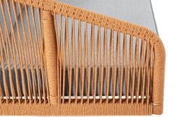 "Канны" диван 2-местный плетеный из роупа, каркас алюминий светло-серый (RAL7035) муар, роуп оранжевый меланж круглый, ткань светло-серая