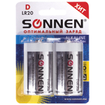 Батарейки комплект 2 шт SONNEN Alkaline D (LR20 13А) алкалиновые в блистере (6 штук в упаковке)