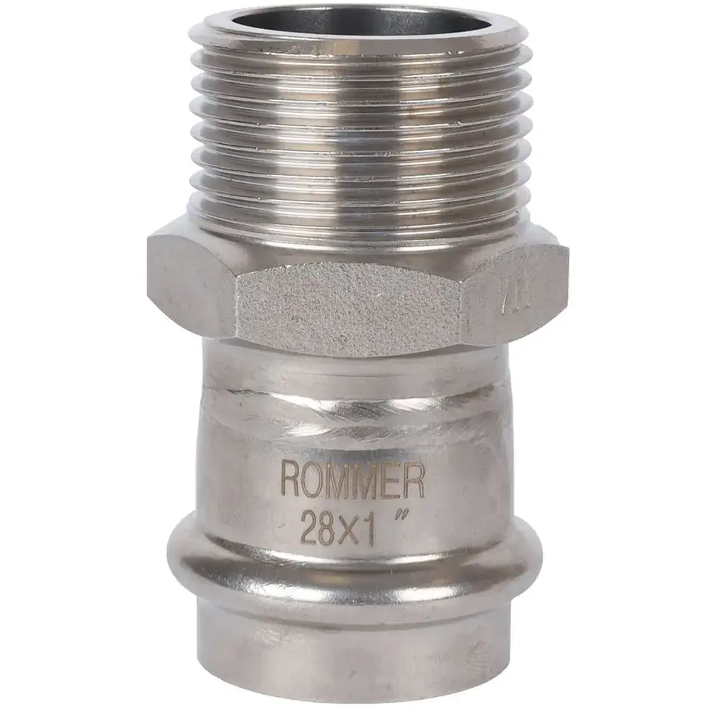 ROMMER Переходник с НР 28x1" из нержавеющей стали прессовой
