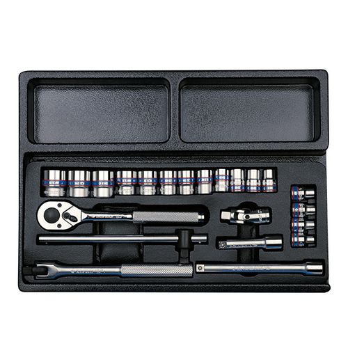 KING TONY (9-3523MR) Набор торцевых головок 3/8" с принадлежностями, ложемент, 23 предмета